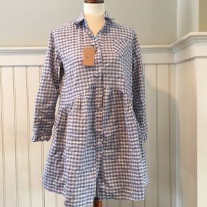 Yoko girl blue and white checkered dress